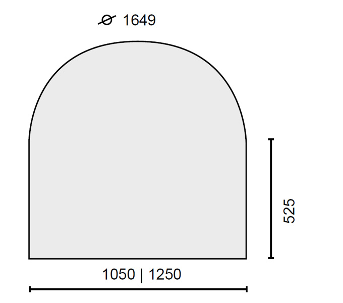 HOF Flat Wall Curved Urban Black Granite Hearth - 1050mm - Image 2